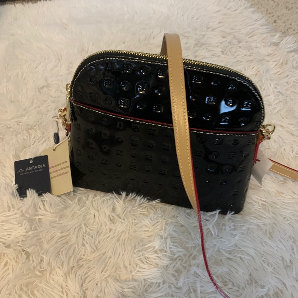 Arcadia Black Patent Leather Crossbody
